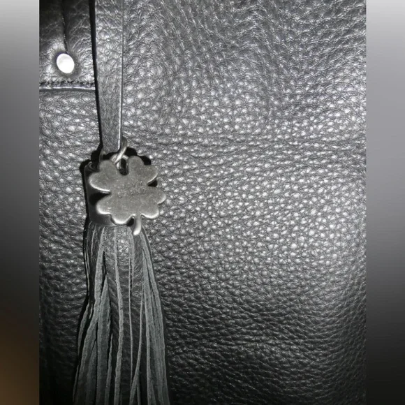 LUCKY BRAND Group Hayes Tote! BUTTERY SOFT PEBBLED LEATHER LARGE TRAVEL~BLACK - Picture 3 of 11